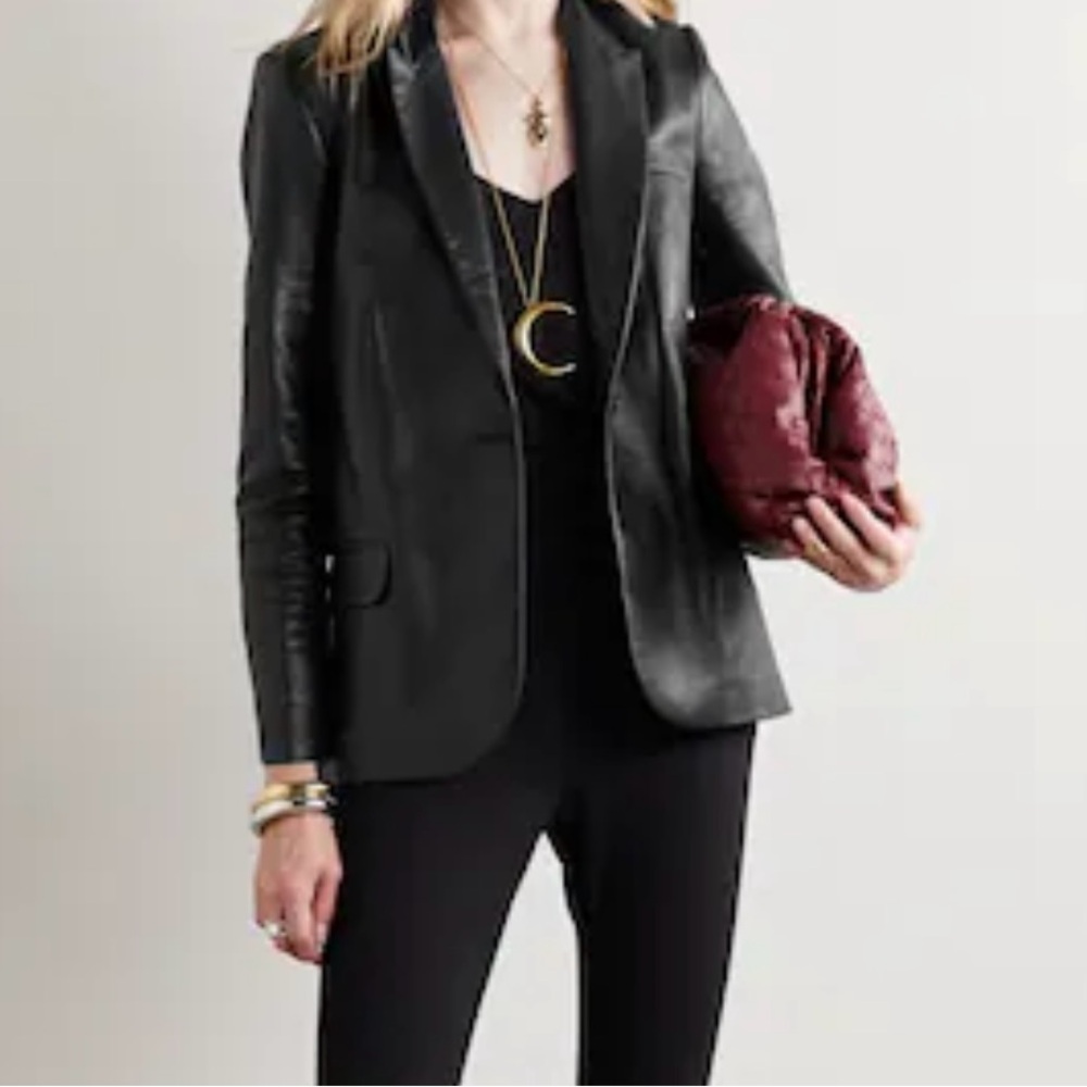 NWOT Another Love Faux Leather Black Blazer, Size Small.